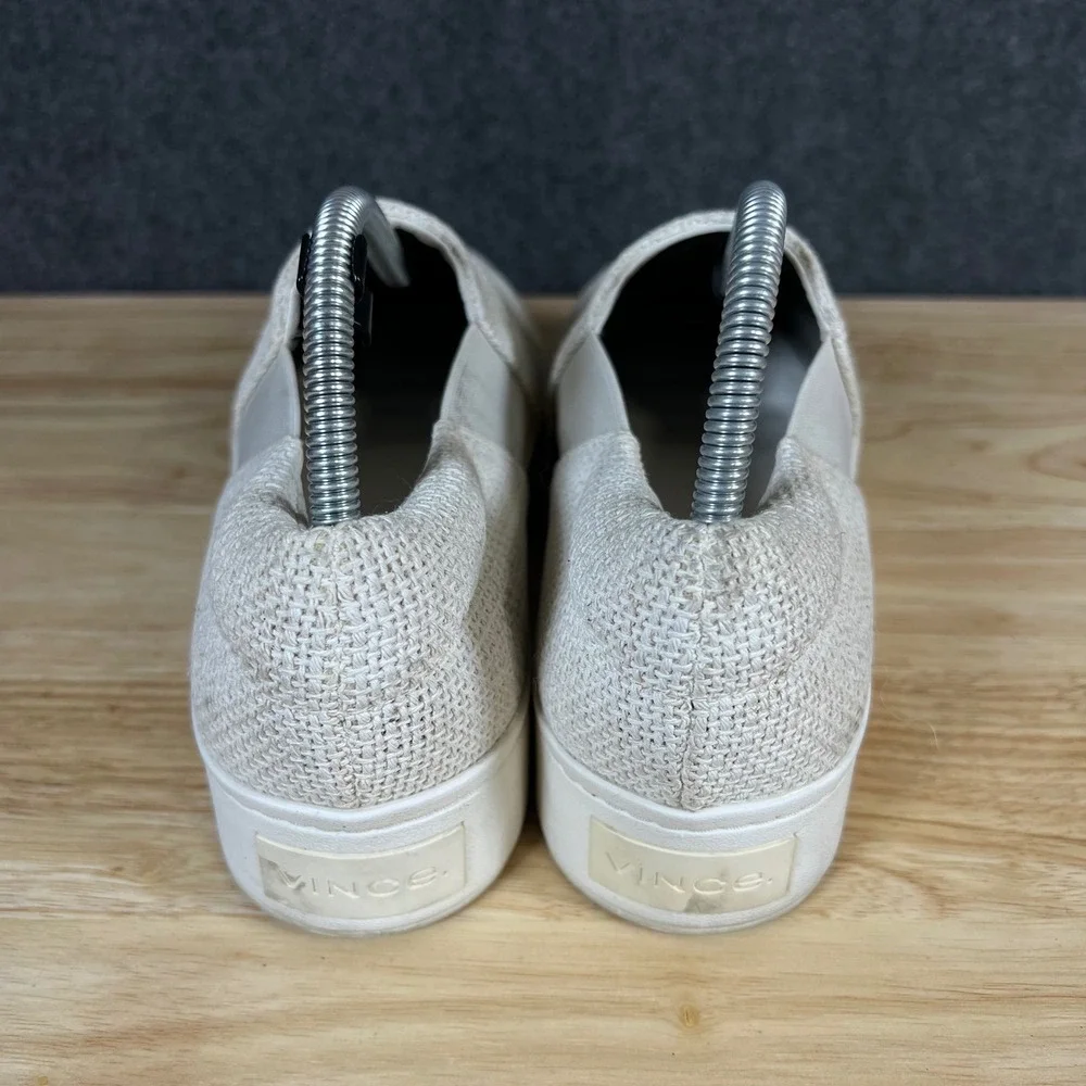 Vince Warren Woven Platform Slip On Sneakers Mens 9.5 Cream Off White Flatform
